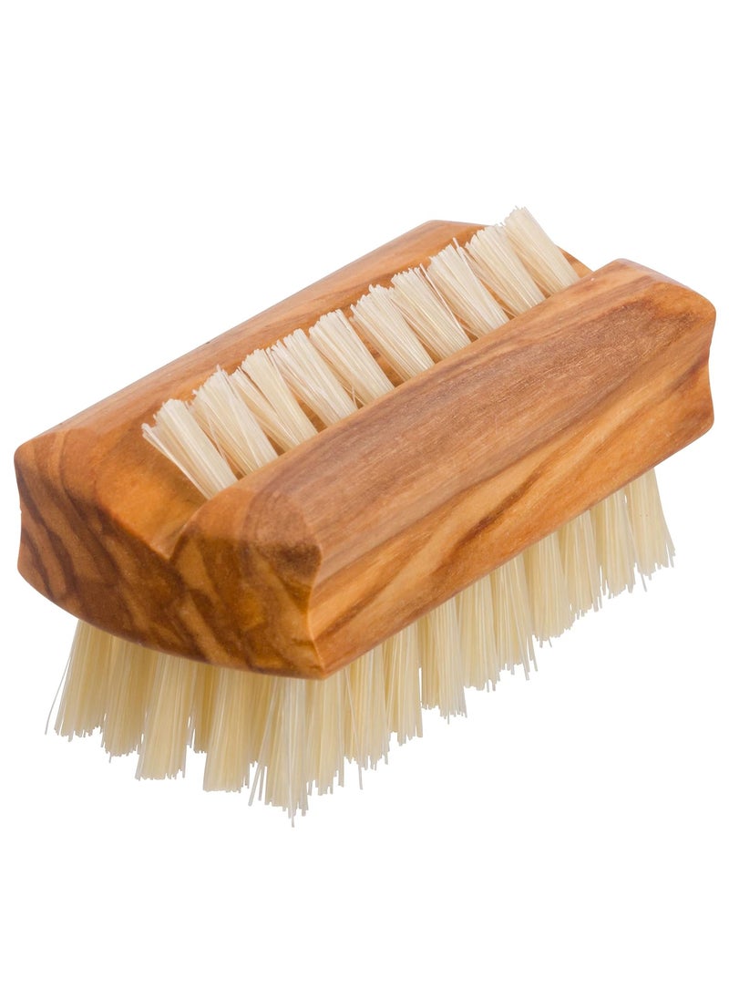 REDECKER REDECKER Natural Pig Bristle Travel Nail Brush with Waxed Olive Wood Handle, 2-1/4-Inches - Boar Bristle Nail Brush For Cleaning Fingernails - German Wooden Nail Brush 