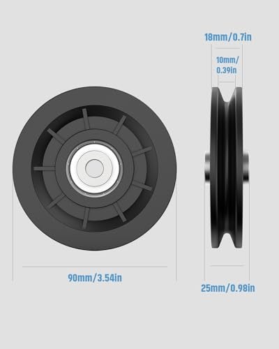 Mixizigoz 90mm/3.5" Universal Nylon Bearing Pulley-Wheel Replace for Home Gym Equipment Part Cable Machine, Wearproof Abration Bearing Wheel, Gym Equipment and Garage Door Pulley System - Image 5