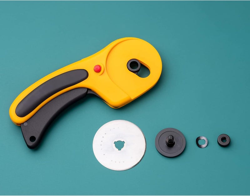 OLFA 60mm Ergonomic Rotary Cutter (RTY-3/DX) - Rotary Fabric Cutter w/Blade Cover & Squeeze Trigger for Quilting, Sewing, Crafts, Replacement Blade: OLFA RB60-1 - Image 4