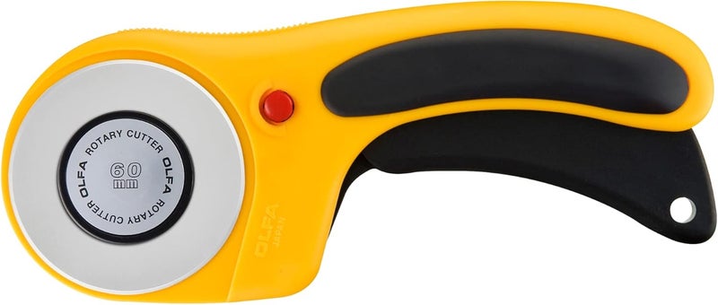 OLFA 60mm Ergonomic Rotary Cutter (RTY-3/DX) - Rotary Fabric Cutter w/Blade Cover & Squeeze Trigger for Quilting, Sewing, Crafts, Replacement Blade: OLFA RB60-1 - Image 1