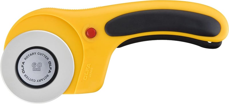 OLFA 60mm Ergonomic Rotary Cutter (RTY-3/DX) - Rotary Fabric Cutter w/Blade Cover & Squeeze Trigger for Quilting, Sewing, Crafts, Replacement Blade: OLFA RB60-1 - Image 2