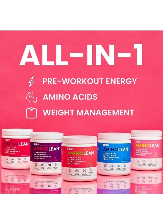 RSP Nutrition - RSP Nutrition AminoLean Pre Workout Powder, Amino Energy & Weight Management with BCAA Amino Acids & Natural Caffeine, Preworkout Boost for Men & Women, 30 Serv - Image 1