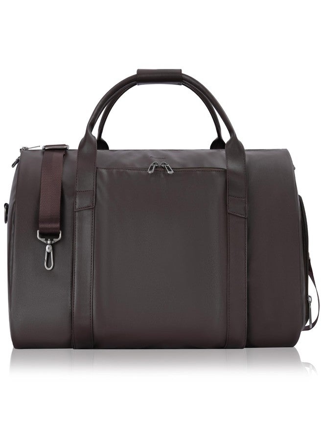 Modoker Leather Garment Bag for Travel - 2-in-1 Carry-On Suit Bag & Weekender for Men and Women - Wedding Luggage with Shoe Compartment & Shoulder Strap - Ideal for Business Trips,Brown - Image 1