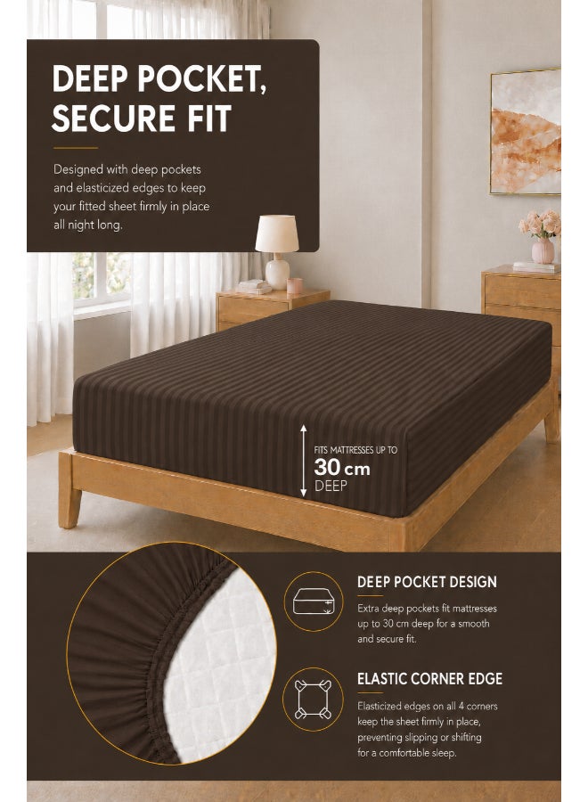 Hotel Linen Klub طقم لحاف بديل للبطانيات - قماش ميكروفايبر مخطط ناعم للغاية، تعبئة ألياف ناعمة 200 جرام لكل متر مربع، الحجم: مفرد 160 × 200 سم، اللون: شوكولاتة - Image 4