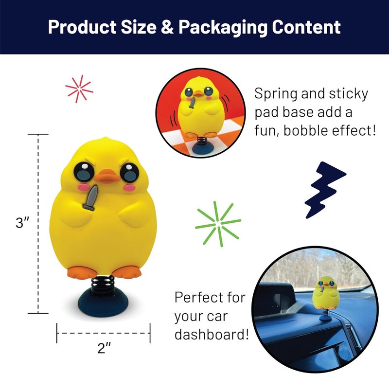 GOOFBALLS Duck with Knife Dashboard Dancer – Hilarious Bobblehead Angry Duck Holding a Knife – Funny Car Dashboard Toy – Soft Plastic with Adhesive Pad – Quirky Gift for Drivers, Office Desks & Gag Gift Lovers - Image 3