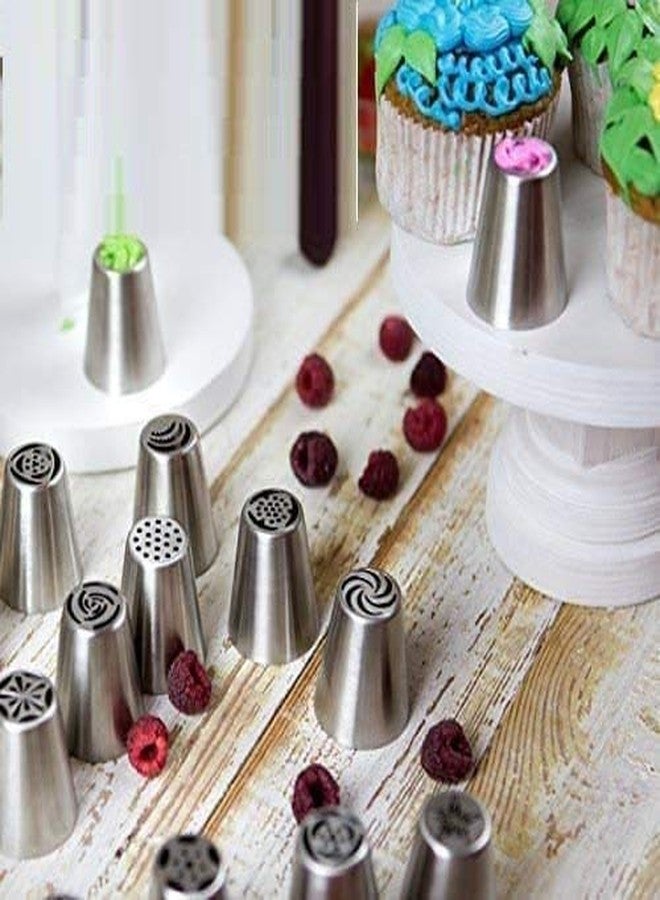 Baking Set Cake Decorator Random Design Russian Icing Steel Piping Nozzle Set of 6 Best Cake Decoration (Stainless Steel) - Image 3