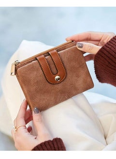 Bukela Wallet, Women's Rfid Small Bifold Leather Wallet Ladies Mini Zipper Coin Purse id card Pocket, Slim Compact Thin (Brown)  - Image 3