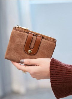 Bukela Wallet, Women's Rfid Small Bifold Leather Wallet Ladies Mini Zipper Coin Purse id card Pocket, Slim Compact Thin (Brown)  - Image 4