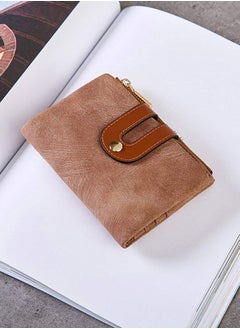 Bukela Wallet, Women's Rfid Small Bifold Leather Wallet Ladies Mini Zipper Coin Purse id card Pocket, Slim Compact Thin (Brown)  - Image 5