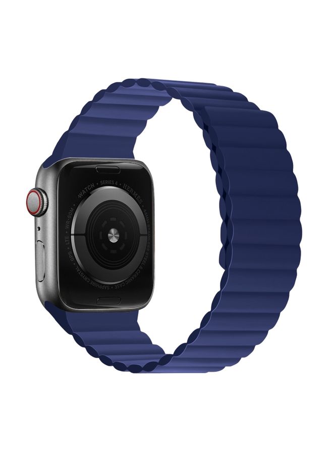 Replacement Strap Silicone Magnetic Integrated Short Strap Watch Band For Apple Watch Series 8&7 45mm / SE 2&6&SE&5&4 44mm / 3&2&1 42mm Blue 
