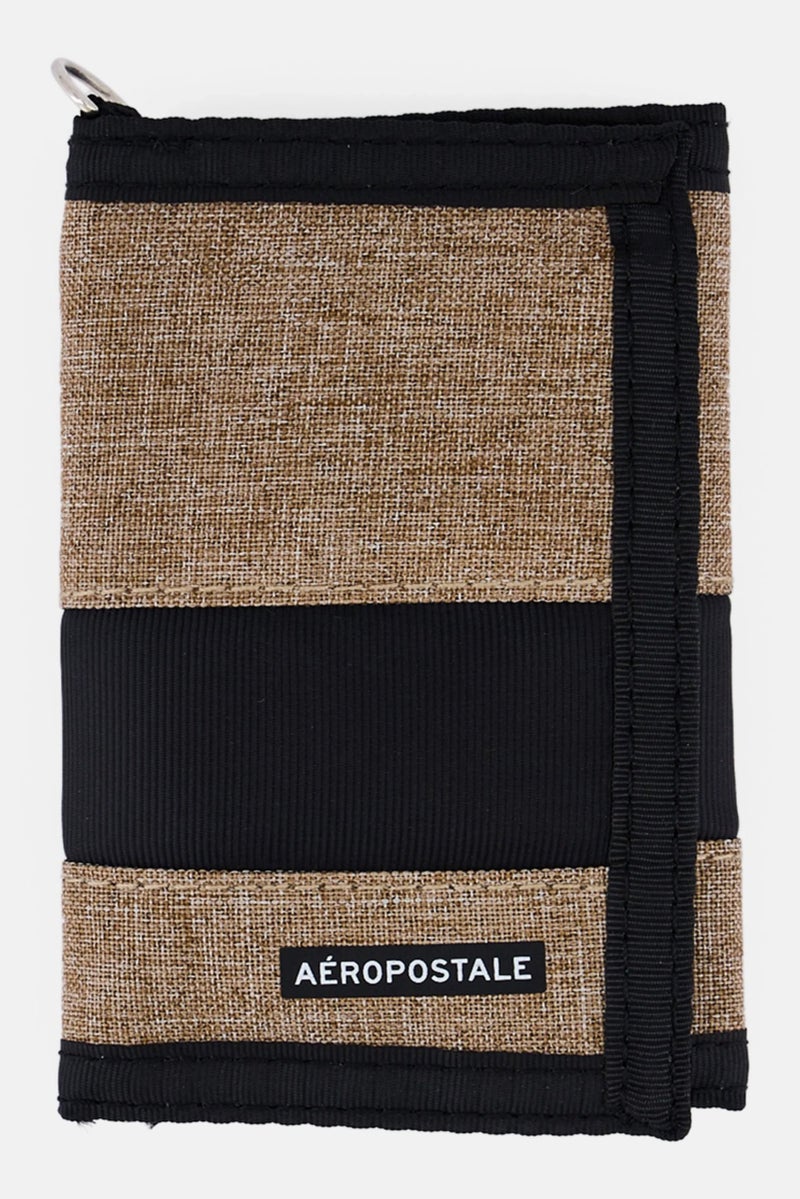 Aeropostale محفظة ثلاثية الطيات للرجال بشعار العلامة التجارية، بني - Image 1