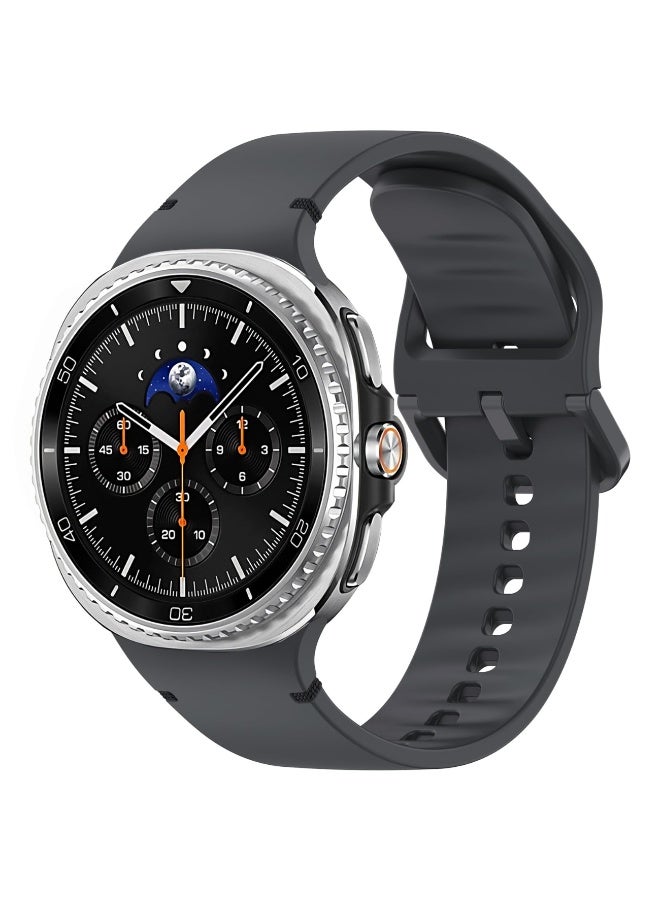 Silicone Bands For Samsung Galaxy Watch 8 Band 40mm 44mm/Galaxy Watch 8 Classic Band 46mm No Gap Soft Silicone Replacement Strap for Men Women (Space Gray) - Image 1