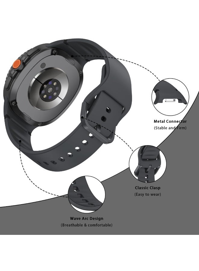 Silicone Bands For Samsung Galaxy Watch 8 Band 40mm 44mm/Galaxy Watch 8 Classic Band 46mm No Gap Soft Silicone Replacement Strap for Men Women (Space Gray) - Image 3