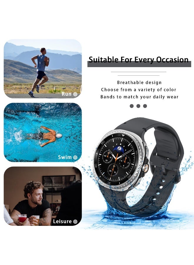 Silicone Bands For Samsung Galaxy Watch 8 Band 40mm 44mm/Galaxy Watch 8 Classic Band 46mm No Gap Soft Silicone Replacement Strap for Men Women (Space Gray) - Image 5