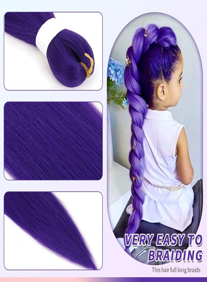 كاريدا وصلات شعر رومي الصناعية المضفرة مسبقًا بطول 24 بوصة باللون الأرجواني، مناسبة للضفائر والحفلات والهالوين والأزياء التنكرية (أرجواني، 24 بوصة (عبوة من قطعتين)) - Image 5