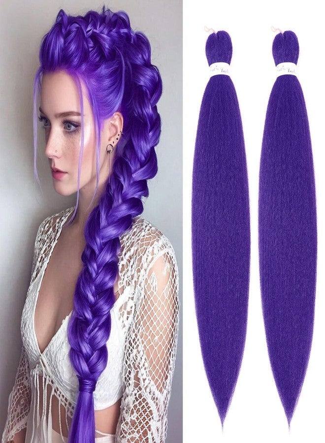 كاريدا وصلات شعر رومي الصناعية المضفرة مسبقًا بطول 24 بوصة باللون الأرجواني، مناسبة للضفائر والحفلات والهالوين والأزياء التنكرية (أرجواني، 24 بوصة (عبوة من قطعتين)) - Image 1