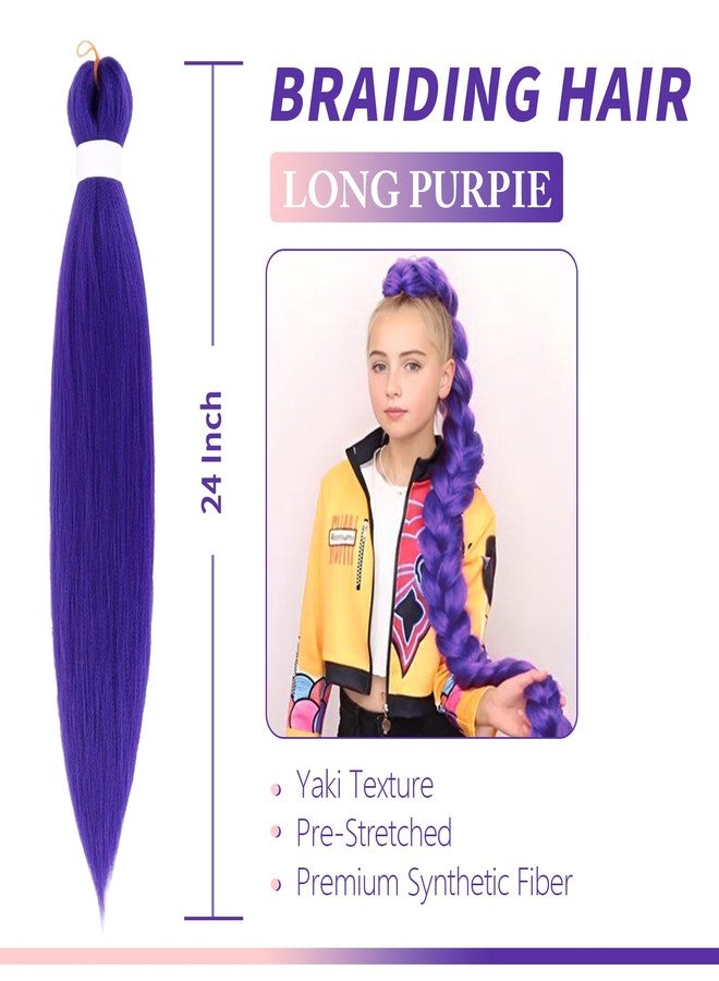 كاريدا وصلات شعر رومي الصناعية المضفرة مسبقًا بطول 24 بوصة باللون الأرجواني، مناسبة للضفائر والحفلات والهالوين والأزياء التنكرية (أرجواني، 24 بوصة (عبوة من قطعتين)) - Image 2