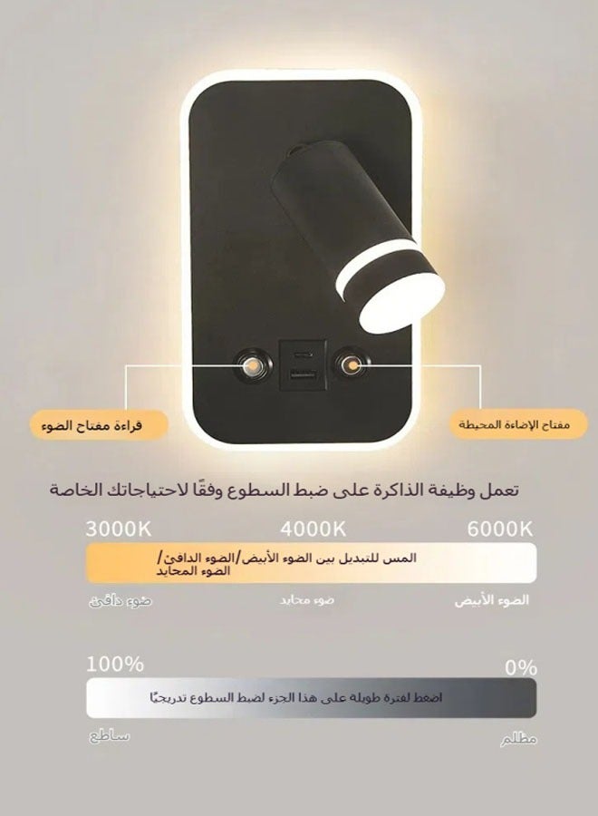 عام الإبداعية لمسة الجدار مصباح بسيط السرير القراءة الخفيفة مع أوسب الجدار مصباح غرفة الفندق ضوء ثلاث لهجة ضوء مصباح - Image 3