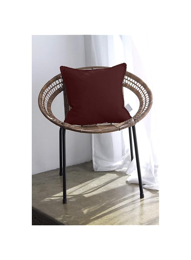 erorex Linen Square Decorative Cushion Microfiber Filler 30X30 Maroon Red - Image 3