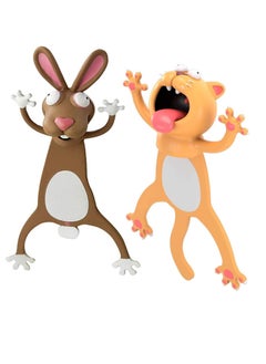 Y&D Wacky Bookmark Palz-3d Stereo Kawaii Cartoon Bookmark, 3D Animal Bookmarks Help with Reading for Kids and Students, Presents, Party Favors, Mouse & Rabbit 2pcs  - Image 1
