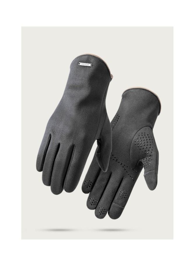 Golovejoy New Suede Outdoor Wind proof Anti slip Flip Finger Gloves For Riding 