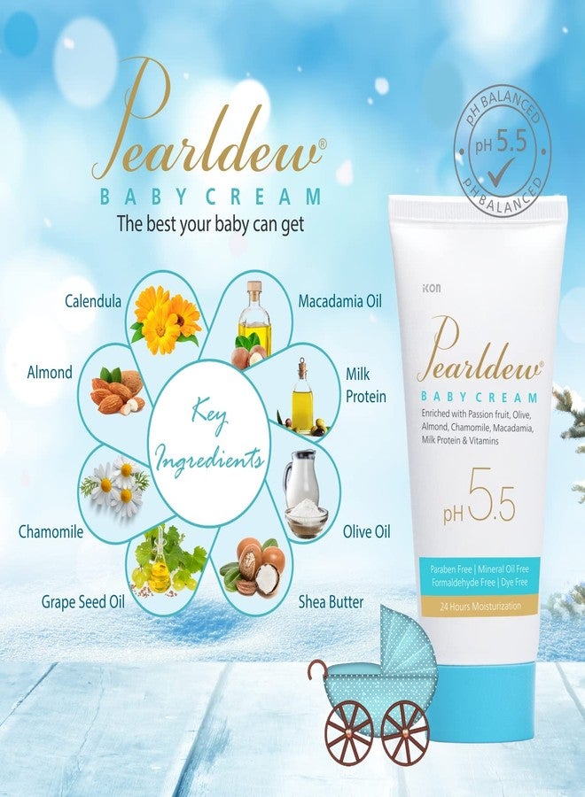 Pearldew Baby Cream (50 gm) With Calendula, Almond, Aloe, Chamomile, Grape Seed Oil, Macadamia Oil, Milk Protein, Olive Oil, Passion Fruit & Shea Butter | Paraben Free (Pack of 4) - Image 4