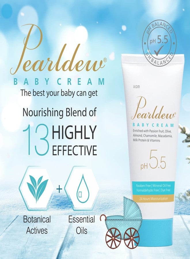 Pearldew Baby Cream (50 gm) With Calendula, Almond, Aloe, Chamomile, Grape Seed Oil, Macadamia Oil, Milk Protein, Olive Oil, Passion Fruit & Shea Butter | Paraben Free (Pack of 4) - Image 3