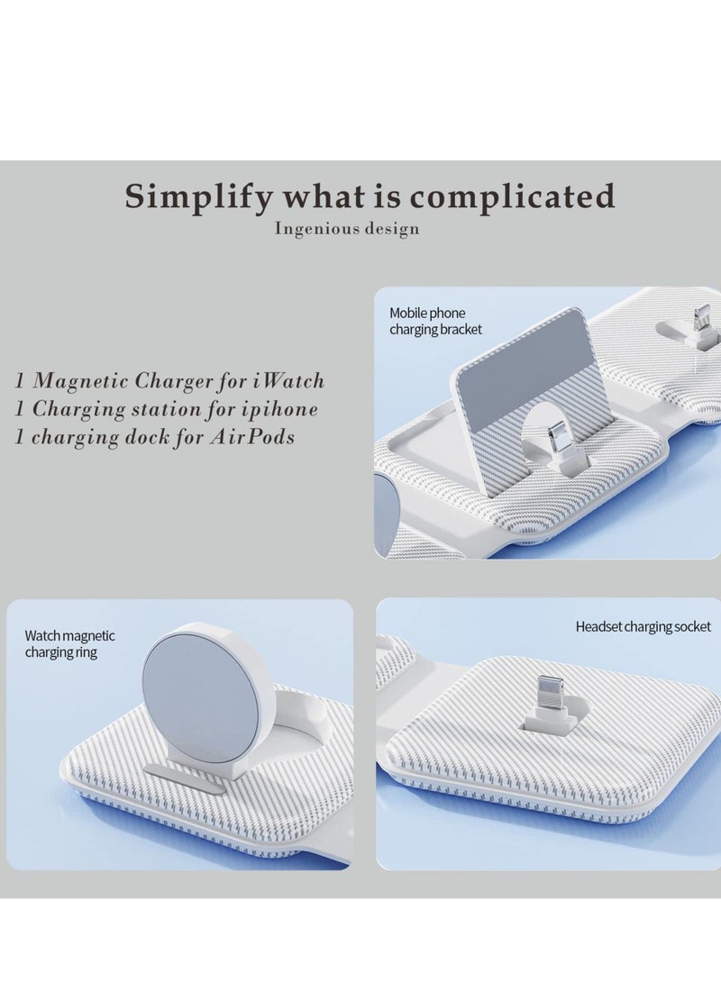 3-in-1 Foldable Wireless Charging Station, Fast Charging Dock for iPhone 14/Pro/Max/Plus/13/12 Series, AirPods 3/2/Pro, and iWatch 8-1 (White) - Image 4