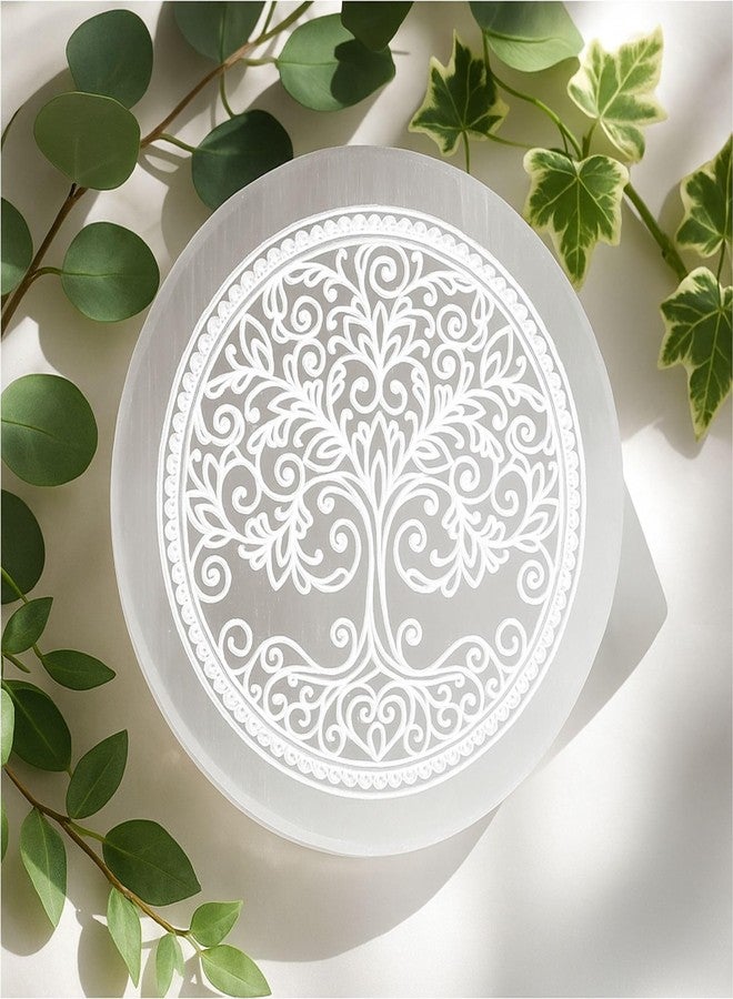 Selenite Charging Plate with Carved Tree of Life | Crystal Charging, Vastu Remedy, & Pooja Decor | Home Spiritual Decoration for Manifestation, Healing & Chakra Energy by Orgonite Crystal Agate - Image 2