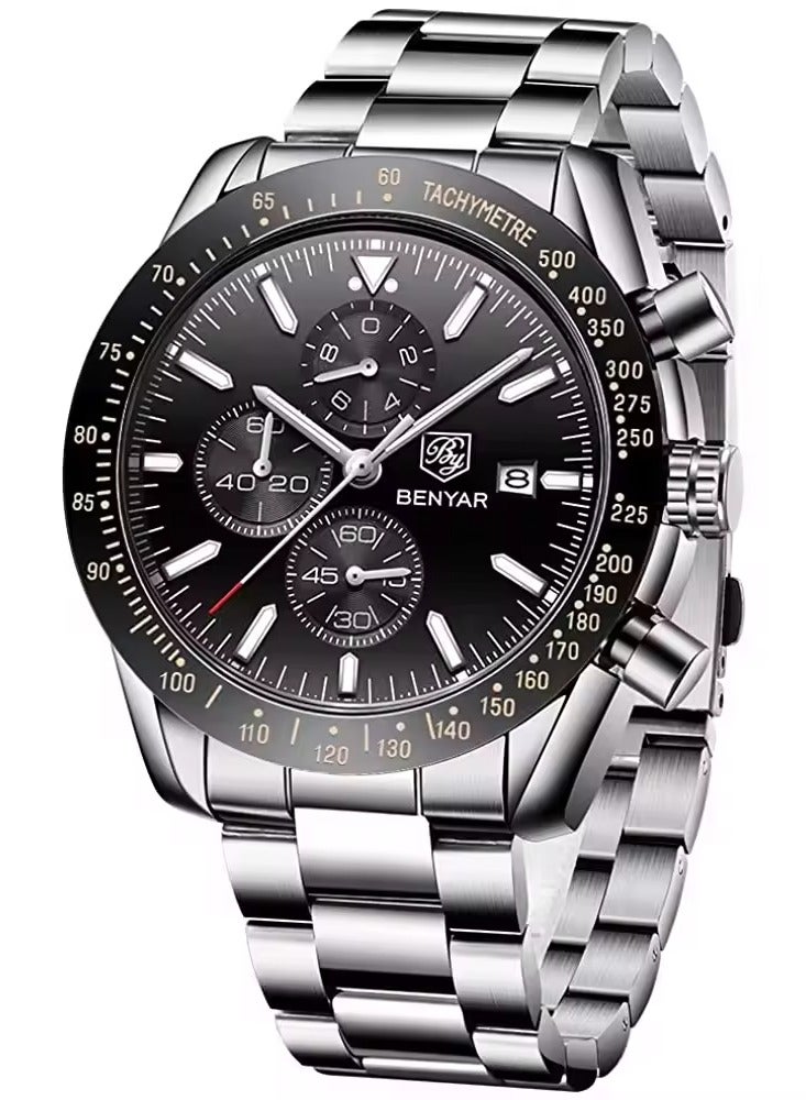 BENYAR Watches for Men Watch Quartz Luxury Stainless Steel Water Resistant Chronograph Watch 5140 - Image 1