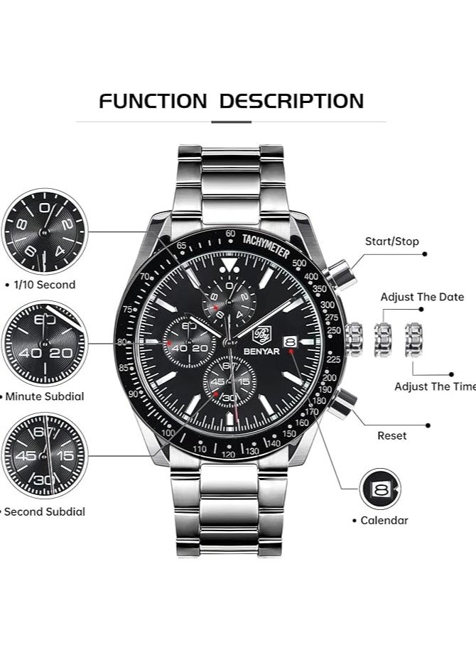 Watches for Men Watch Quartz Luxury Stainless Steel Water Resistant Chronograph Watch 5140 - pzsku/Z09A01E06B447886FBBC1Z/45/_/1737443085/af449d09-66d4-4dcd-a423-f1e1b8b76fe8