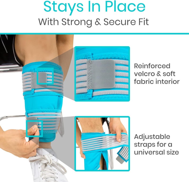 Vive Calf  Shin Ice Pack Wrap Single  Extra Strength Hot  Cold Therapy for Shin Splints  Leg Pain  Adjustable Compression Straps to Stay In Place  Flexible When Frozen with 30 Minutes of Cold - Image 4