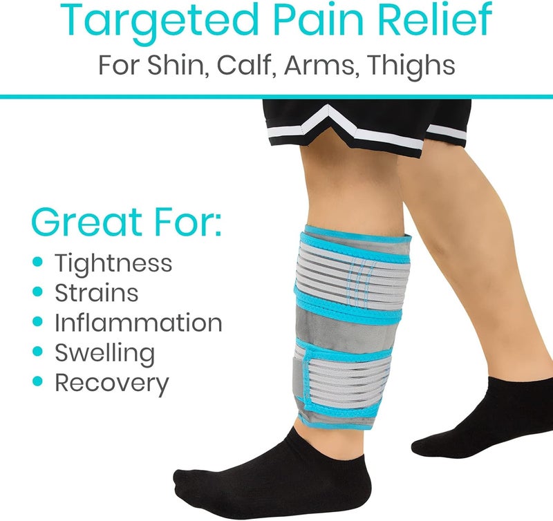 Vive Calf  Shin Ice Pack Wrap Single  Extra Strength Hot  Cold Therapy for Shin Splints  Leg Pain  Adjustable Compression Straps to Stay In Place  Flexible When Frozen with 30 Minutes of Cold - Image 3