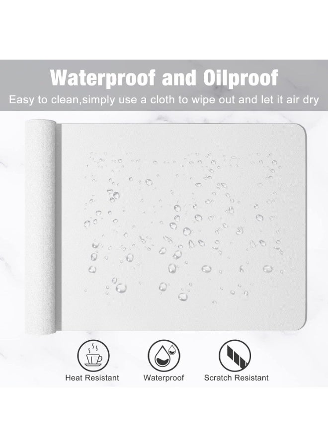 Desk Pad, 30" x 14" PU Leather Desk Mat, XL Extended Mouse Pad, Waterproof Desk Blotter Protector, Ultra Thin Large Laptop Keyboard Mat, Non-Slip Desk Writing Pad for Office Home, White - Image 5