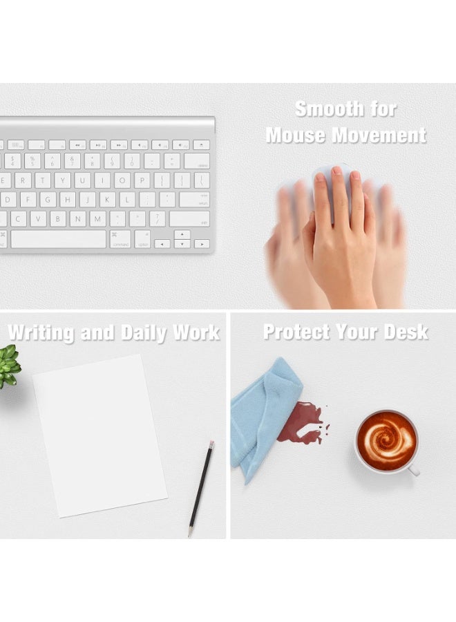 Desk Pad, 30" x 14" PU Leather Desk Mat, XL Extended Mouse Pad, Waterproof Desk Blotter Protector, Ultra Thin Large Laptop Keyboard Mat, Non-Slip Desk Writing Pad for Office Home, White - Image 3