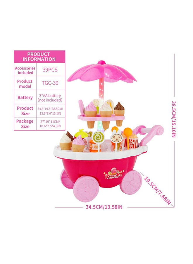 Candy Cart Ice Cream Shop Supermarket Trolley Kids Toy With Light And Music - Image 5