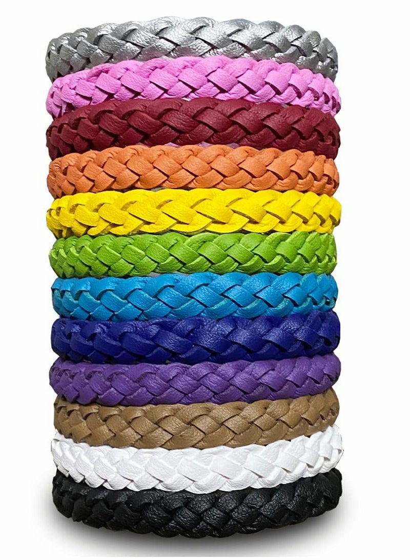 SOLARAE Mosquito Repellent Bracelets for Kids and Adults, Leather Natural Insect Bug Wrist Bands Adjustable Keep 300 Hours Outdoor Camping Fishing Traveling 12 Pcs - Image 1