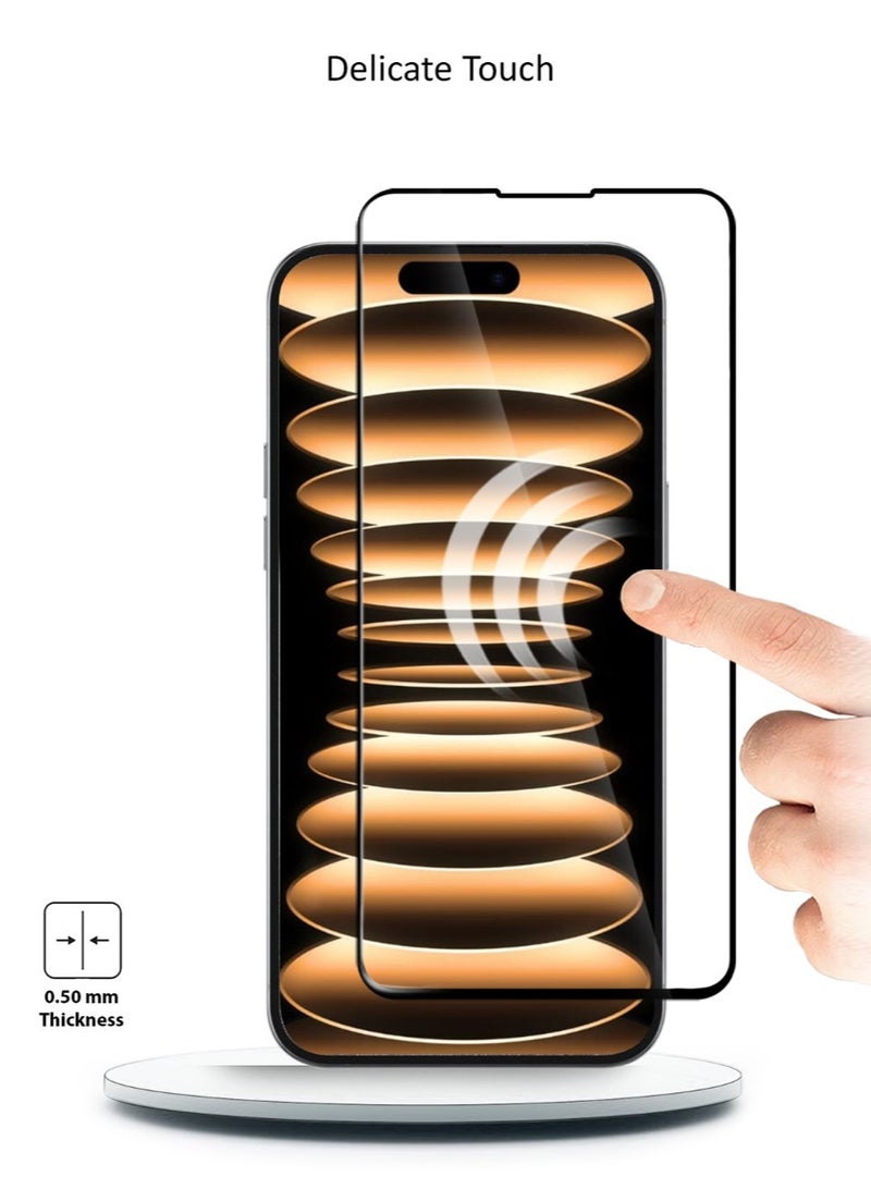 Techie واقي شاشة كامل من الزجاج المقوى عالي الجودة بدرجة صلابة 10H لهاتف iPhone 16 Pro Max - مضاد للخدش ومضاد لبصمات الأصابع ومضاد للفقاعات - Image 5