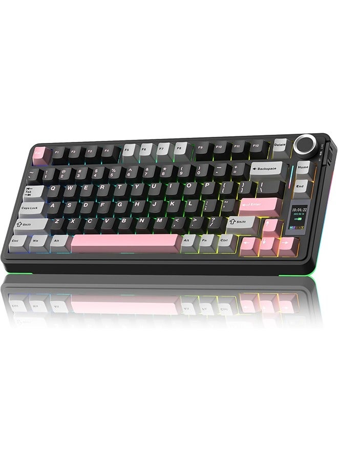AULA S75 PRO Wireless Mechanical Keyboard with Screen&Knob, 75% Hot Swappable Gaming Keyboard with Pre-lubed Switches, RGB Backlit, PBT Keycaps Creamy Sounding Pc Gaming Keyboards - Image 1