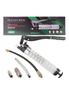 ROCKFORCE ROCKFORCE Heavy Duty Lever-Action Manual 600ml Grease Gun, Premium Dual Lip Follower with a Rigid (L-170mm) and Flexible (L-330mm) Tips 