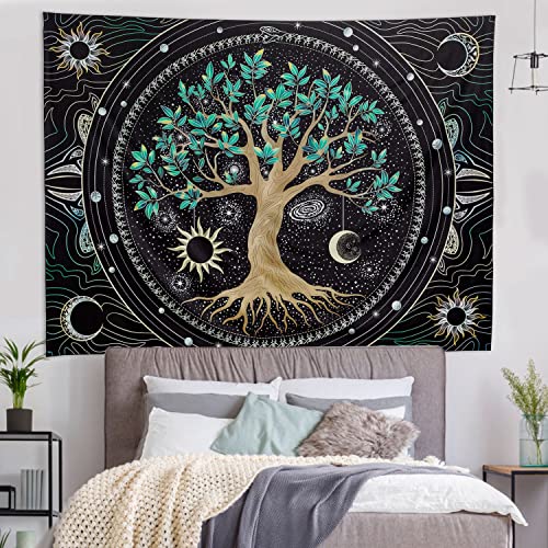 FLY SPRAY Tree of Life Tapestry Aesthetic Trippy Tapestries Wall Tapestry's Large Hippie Sun Moon Space Tapestrys Forest Wall Hanging Decor Green Nature Home Talestry for Bedroom,Living Room,Ceiling - Image 3