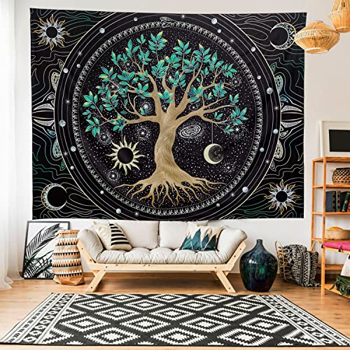 FLY SPRAY Tree of Life Tapestry Aesthetic Trippy Tapestries Wall Tapestry's Large Hippie Sun Moon Space Tapestrys Forest Wall Hanging Decor Green Nature Home Talestry for Bedroom,Living Room,Ceiling - Image 2