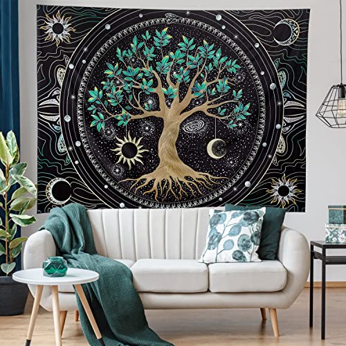 FLY SPRAY Tree of Life Tapestry Aesthetic Trippy Tapestries Wall Tapestry's Large Hippie Sun Moon Space Tapestrys Forest Wall Hanging Decor Green Nature Home Talestry for Bedroom,Living Room,Ceiling - Image 5