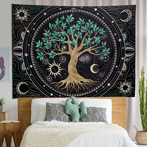 FLY SPRAY Tree of Life Tapestry Aesthetic Trippy Tapestries Wall Tapestry's Large Hippie Sun Moon Space Tapestrys Forest Wall Hanging Decor Green Nature Home Talestry for Bedroom,Living Room,Ceiling - Image 4
