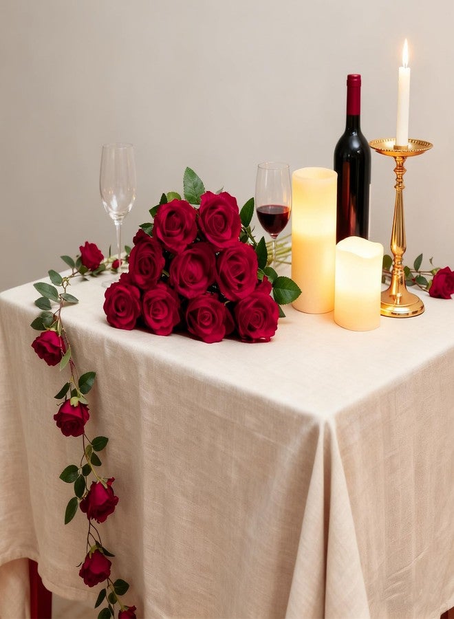 Cherica 52Pcs Red Roses Artificial Flowers with Stems，Fake Roses Bouquet Fake Flowers Bulk，Silk Velvet Roses for Wedding Centerpieces Arrangement Baby Shower Birthday Home Decor Gifts - Image 5