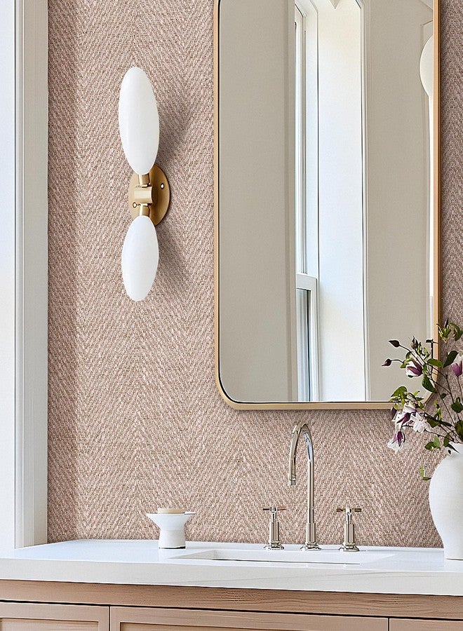 Livelynine Pink Fabric Wallpaper Stick and Peel Faux Grasscloth Blush Pink Peel and Stick Wall Paper for Bedroom Girls Room Bathroom Girly Sticky Contact Paper for Cabinets Walls Fridge 17.5x78.8 - Image 2