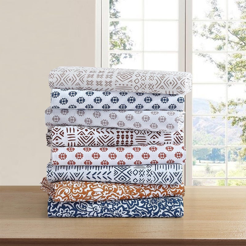 Indigo Ink Indigo Ink - Twin Size Sheet Set  3-Piece Boho Floral Damask Patterned Bedding  Soft & Wrinkle Resistant (Tufted Medallion Collection  Grey)  - Image 4
