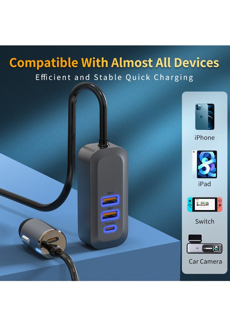 برو واحد شاحن سيارة ProOne 100 واط شحن سريع مزدوج من النوع C ومحول قابس سيارة USB مزدوج شاحن سيارة من النوع C متوافق مع iPhone 15 Pro Max/15 Pro/15/14/13 Pro Max/12/11، iPad Pro/mini 6، سامسونج، هواوي، الخ  - Image 1