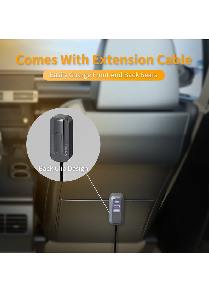 برو واحد شاحن سيارة ProOne 100 واط شحن سريع مزدوج من النوع C ومحول قابس سيارة USB مزدوج شاحن سيارة من النوع C متوافق مع iPhone 15 Pro Max/15 Pro/15/14/13 Pro Max/12/11، iPad Pro/mini 6، سامسونج، هواوي، الخ  - Image 4