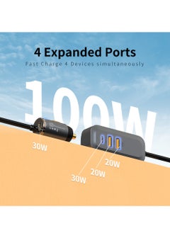 ProOne ProOne 100W Car Charger Fast Charging Dual Type-C & Dual USB Car Plug Adapter Car Charger Type C Compatible with iPhone 15 Pro Max/15 Pro/15/14/13 Pro Max/12/11,iPad Pro/mini 6,Samsung,Huawei,etc  - Image 3